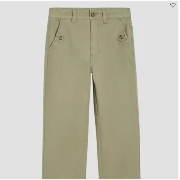 Universal Standard Casual Twill Pants 00 XS NWT Pistachio Green Trouser Wide Leg - Picture 4 of 6